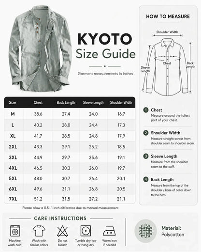 Kyoto - Men's Ultra Comfortable Band Collar Shirt